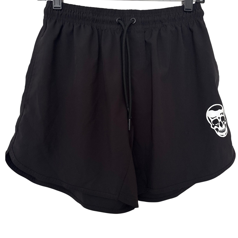 Gymreapers Training Shorts Mens Large Black Skull Logo Athletic Gym Workout